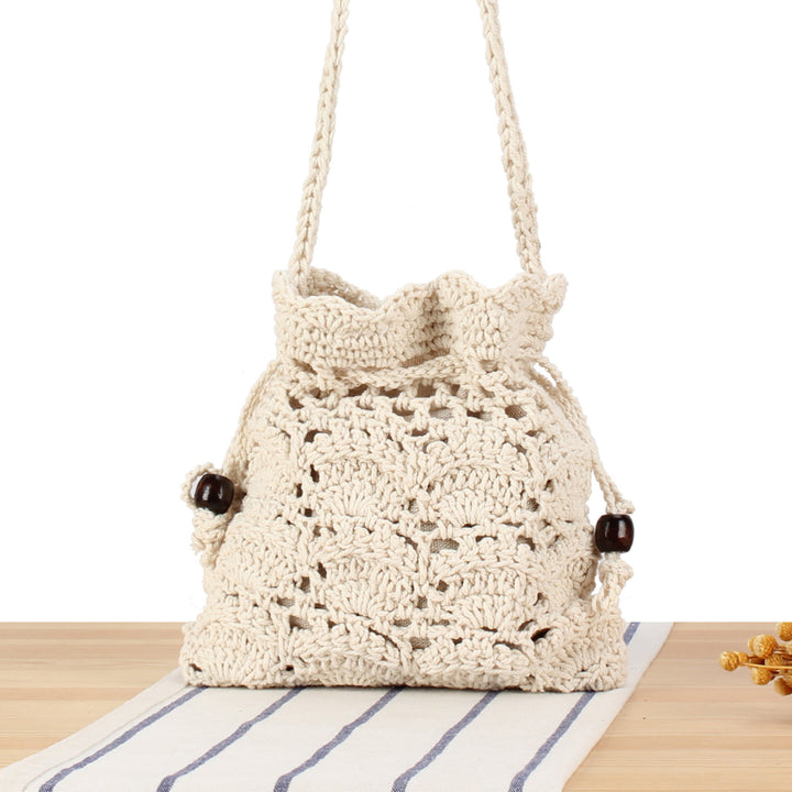 Handmade macrame shoulder bag with ruffled trim Stornfield