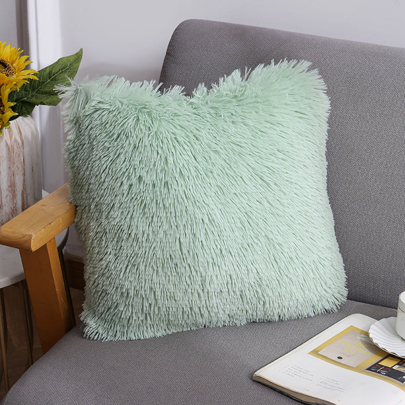 Plush Faux Fur Square Decorative Pillow Cover with Hidden Zipper and Long Pile