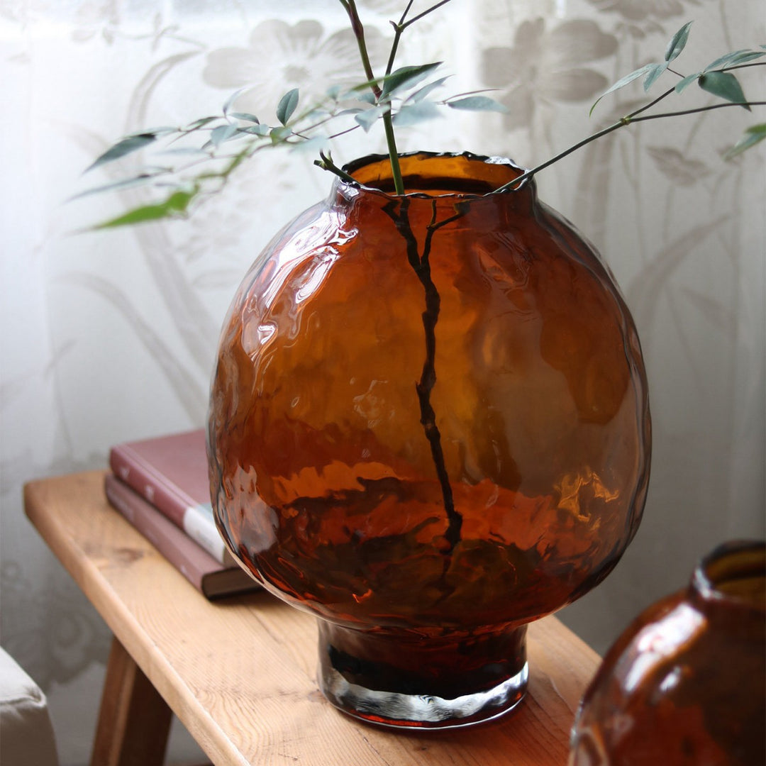 Handblown Organic Mushroom-Shaped Pedestal Vase with Thick Base Stornfield