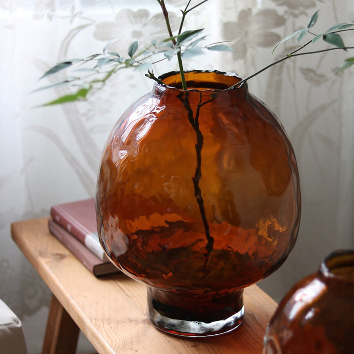 Handblown Organic Mushroom-Shaped Pedestal Vase with Thick Base Stornfield