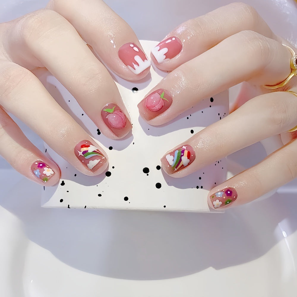 Artificial nails with cheerful flower designs Stornfield