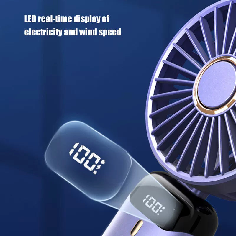 Unisex One Size Foldable Rechargeable Hand Fan with LED Battery Status Indicator and Removable Charging Station Stornfield