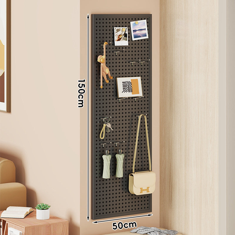 Wall-Mounted Perforated Pegboard Organizer Panel with Modular Hooks