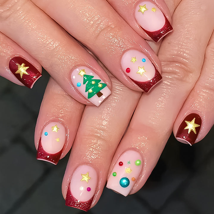 Festive Holiday-Themed Gel Nail Art Set Stornfield