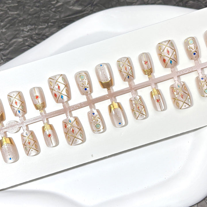 Luxurious Metallic Detailed Press-On Nail Set