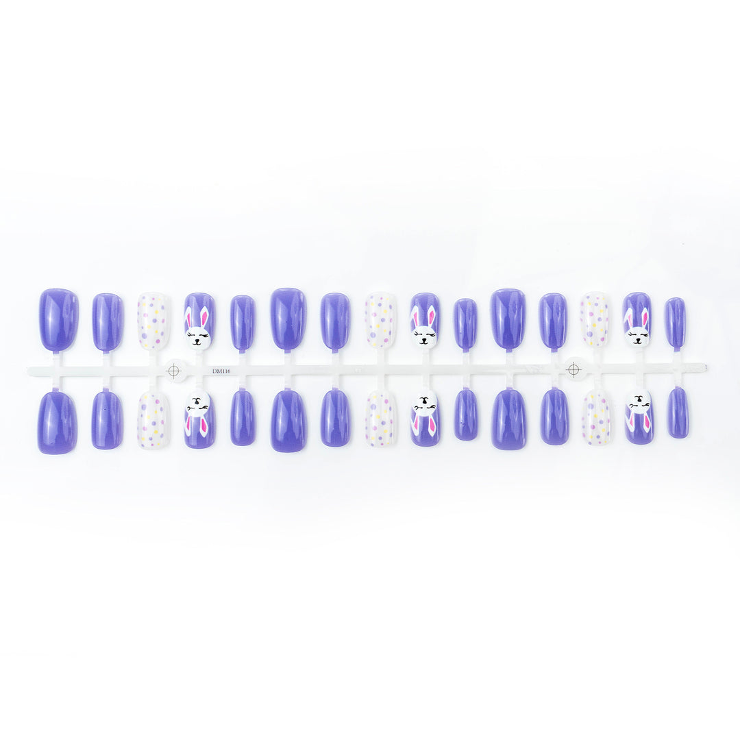 Thematic Bunny and Polka Dot Press-On Nail Art Set
