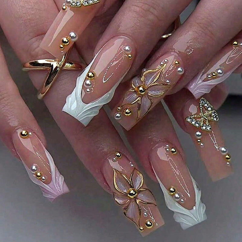 Decorative Press-On Nail Art Set with Crystal Accents Stornfield