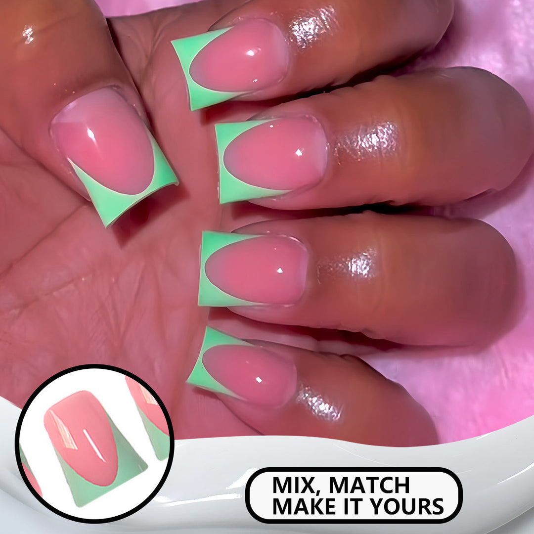 Stylish French Tip Press-On Nails with Customizable Design Stornfield