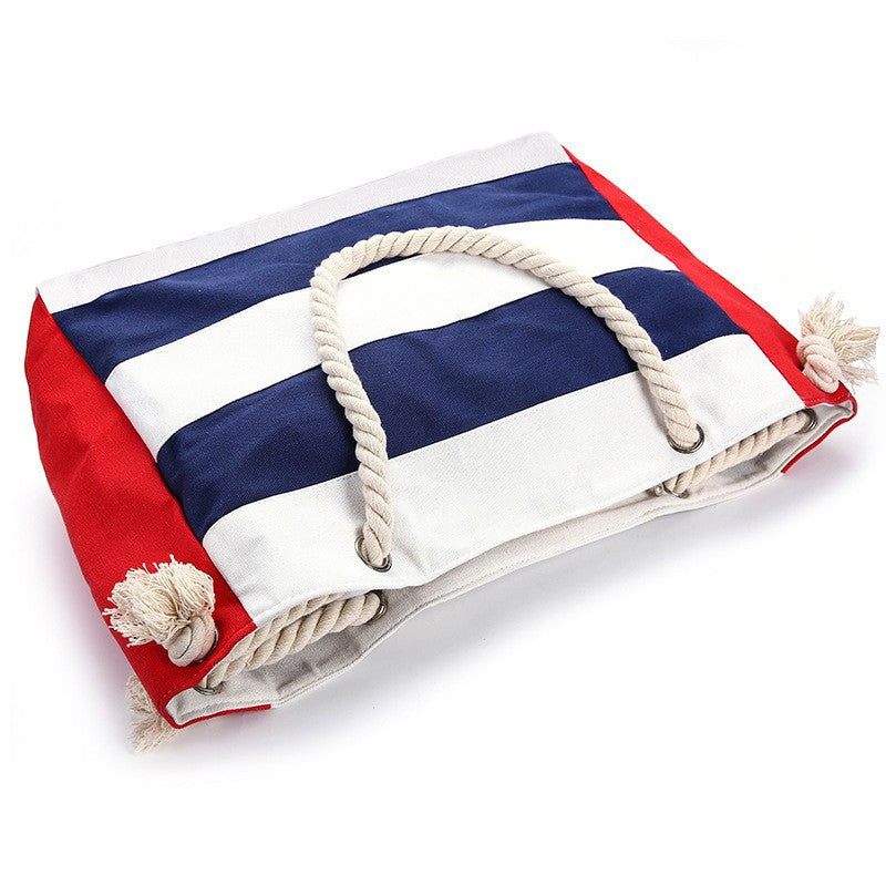 Shopping bag with maritime stripes and robust rope handles Stornfield