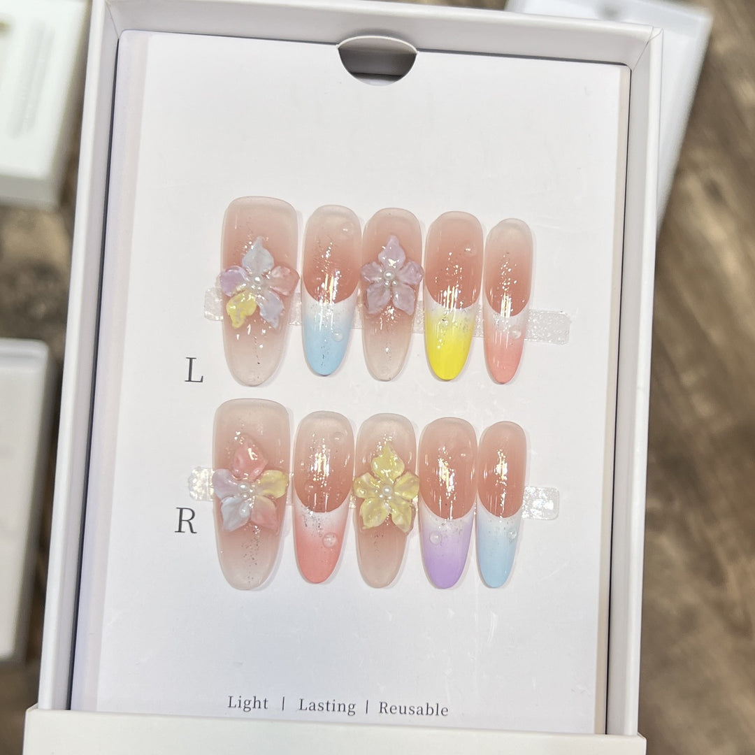 Floral-Inspired Artistic Press-On Nail Set Stornfield