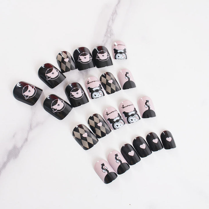 Premium artificial nail set with creative black and white designs Stornfield