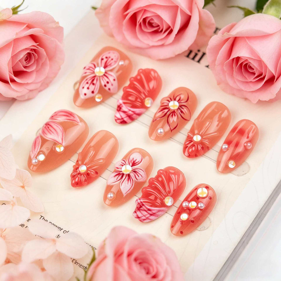 Floral Embellished Press-On Nail Set Stornfield 1787225131