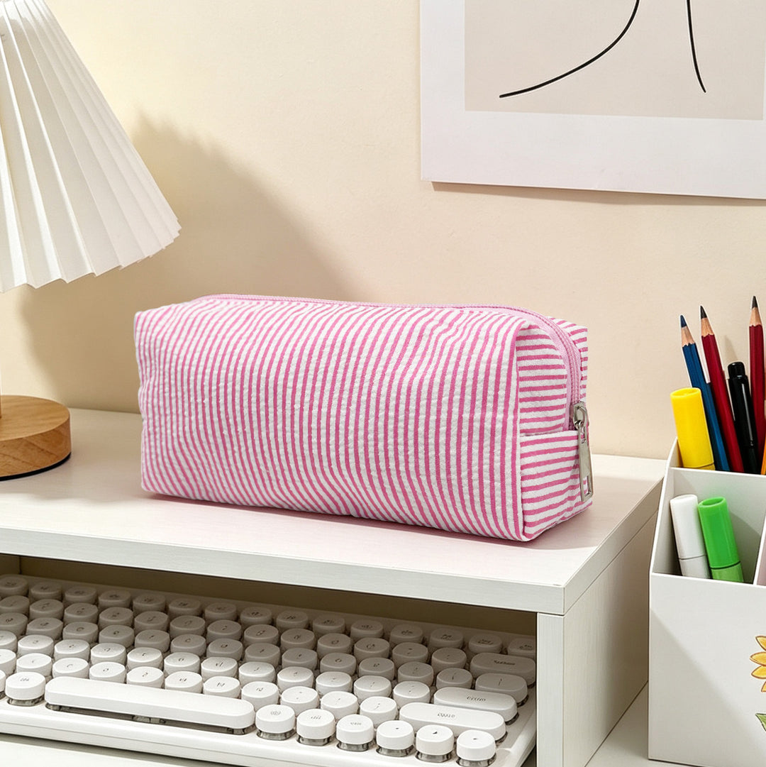 Striped Zippered Pencil Case Bag Stornfield