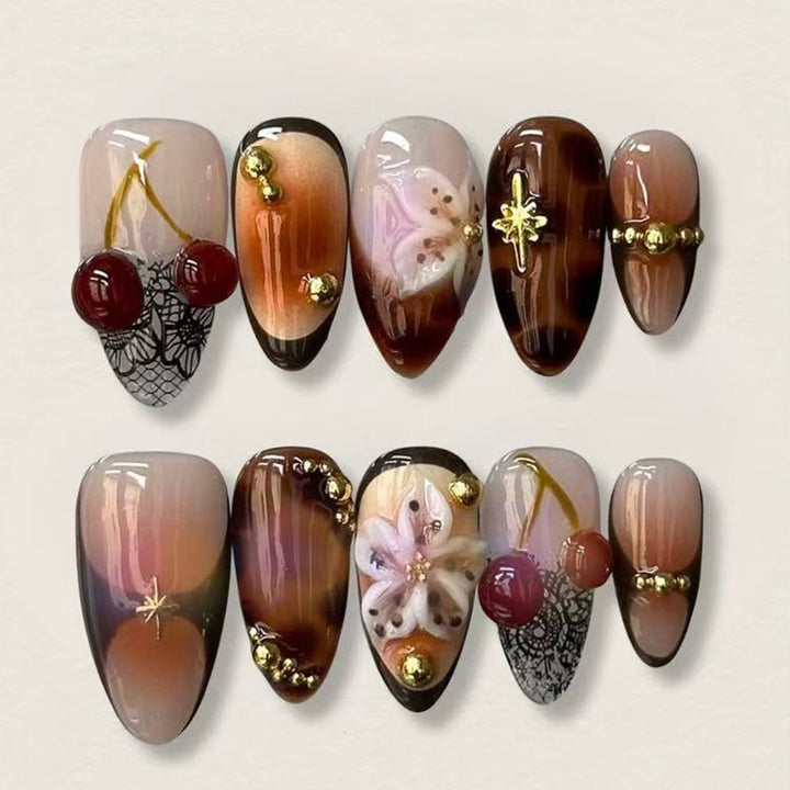 Artificial nail set with luxurious 3D decorations and elegant motifs Stornfield