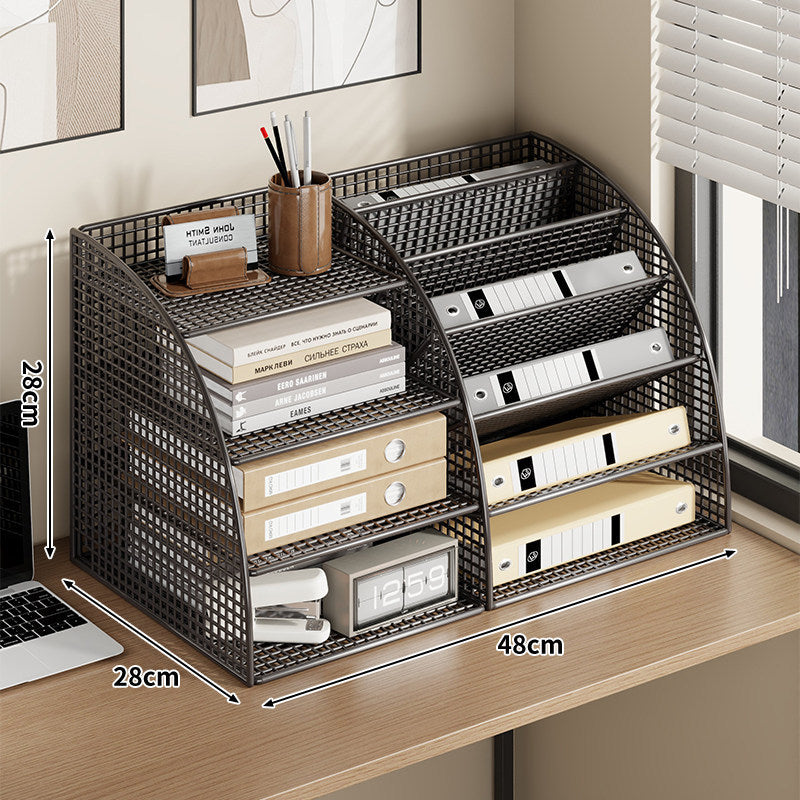 Multi-Tier Metal Mesh Desktop File and Stationery Organizer