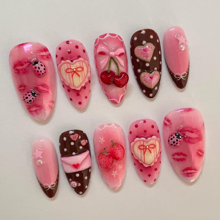 Nature-Themed Artistic Press-On Nail Set Stornfield