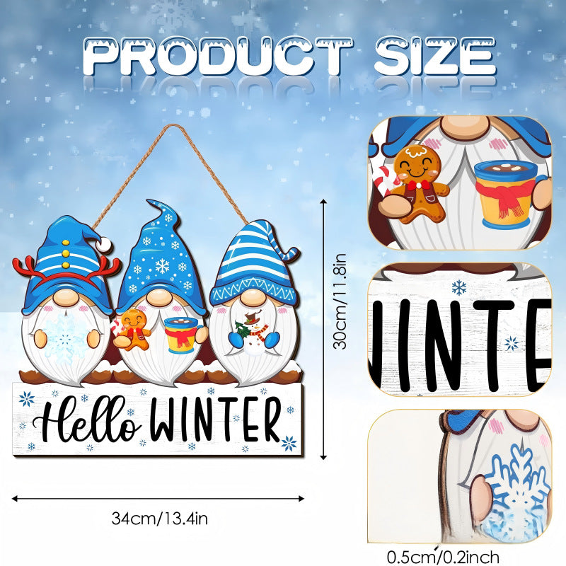 Decorative wooden sign with winter motifs Stornfield