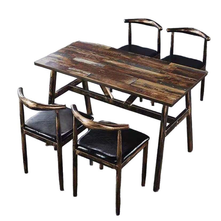 Vintage dining table with custom license plate design Stornfield