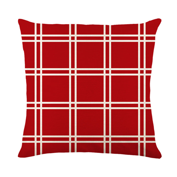 Holiday Linen Throw Pillow Cover with Merry Bright Script and Ribbon Bow Accent