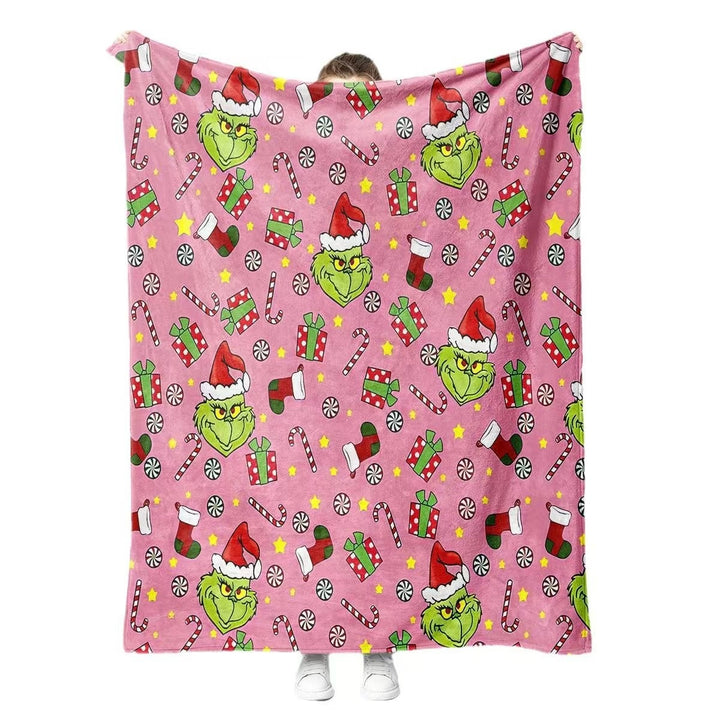 Fun Grinch-Themed Fleece Throw Blanket