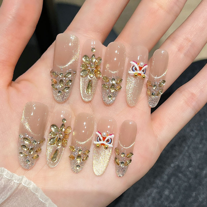 Decorative Rhinestone Floral Press-On Nail Set Stornfield