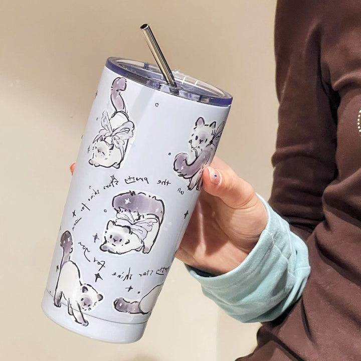 Women's insulated drinking cup with secure silicone lid and fun dog design Stornfield