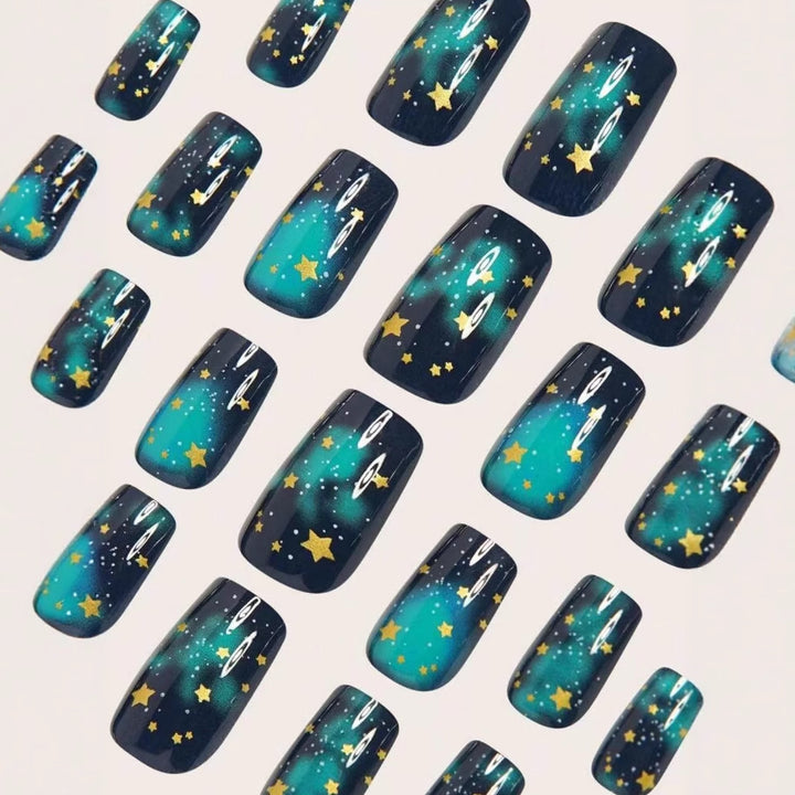 Glitter nail polish with star accents Stornfield