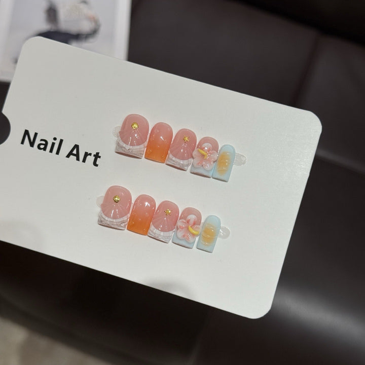 Premium Floral Press-On Nail Art Set