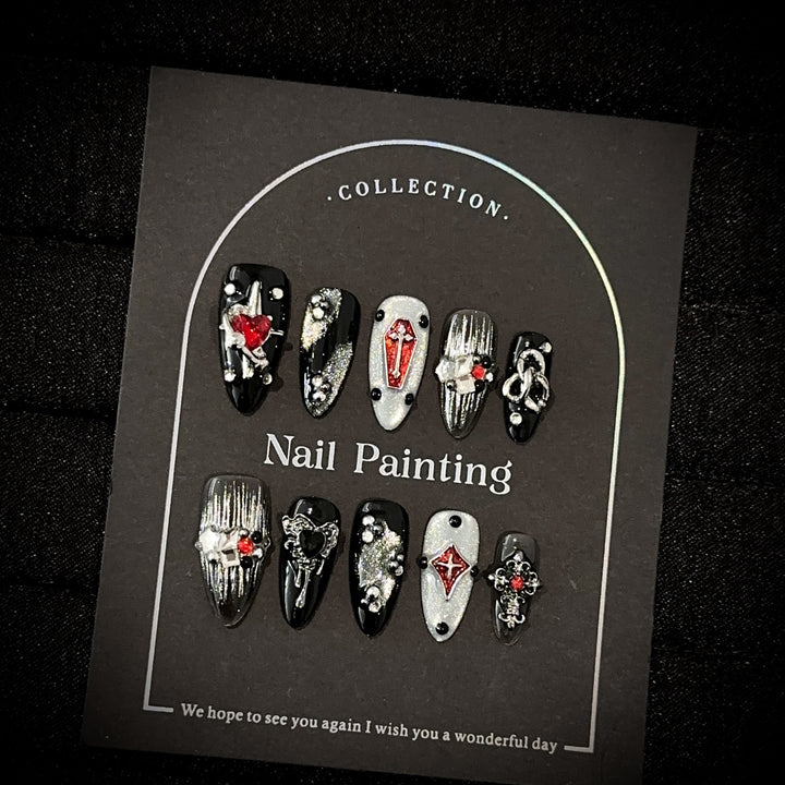 Gothic-Inspired Decorative Press-On Nails