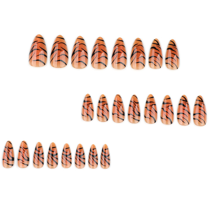 Artful stiletto nails with creative tiger stripe design Stornfield