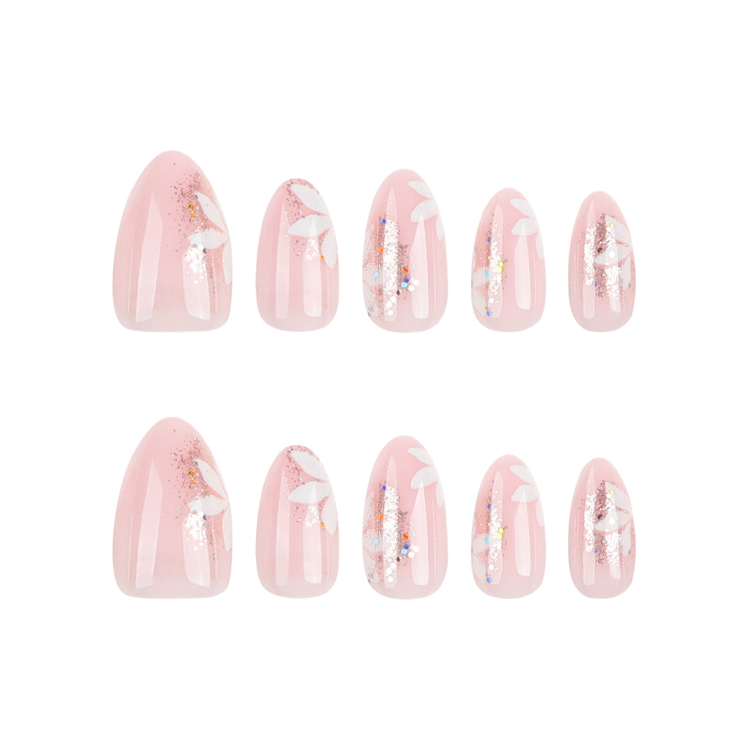 Premium Nail Art with Floral Design and Glitter Accents Stornfield