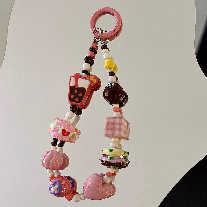 Playful Food-Themed Beaded Keychain Stornfield