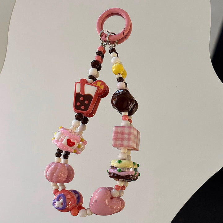 Playful Food-Themed Beaded Keychain Stornfield