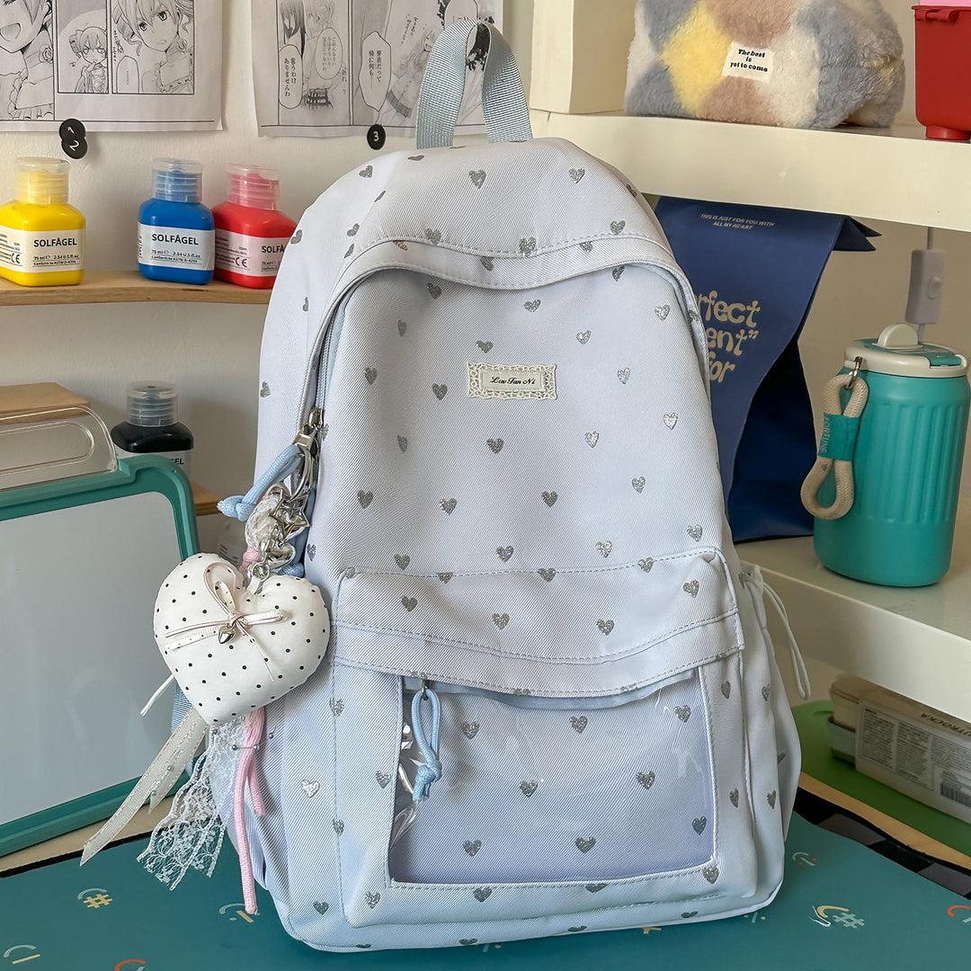 Heart-Print Stylish Backpack Stornfield