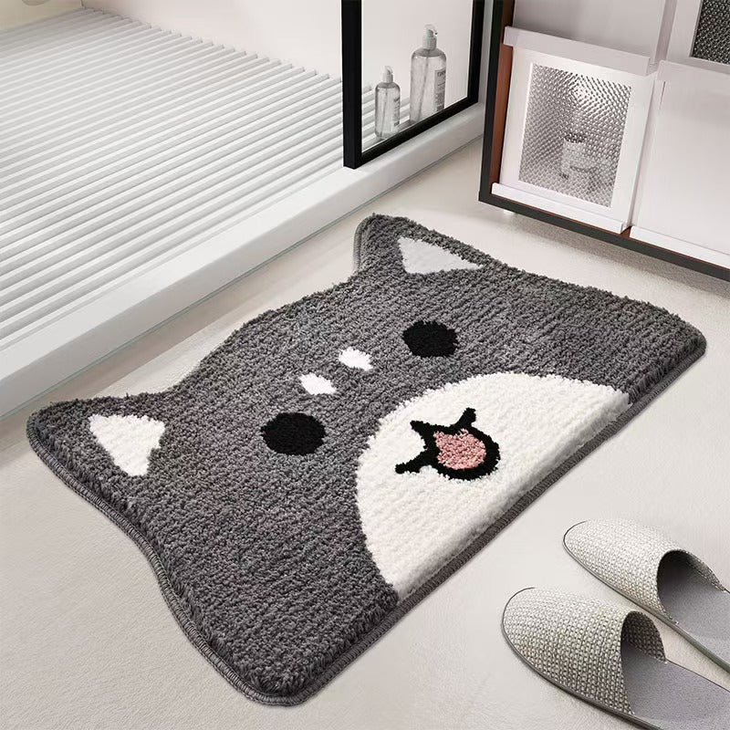 Plush Non-Slip Cat Face Shaggy Bath Mat
