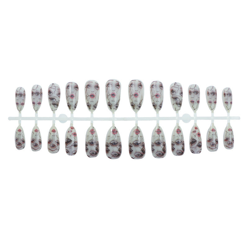 Artificial nail set with unique facial designs Stornfield