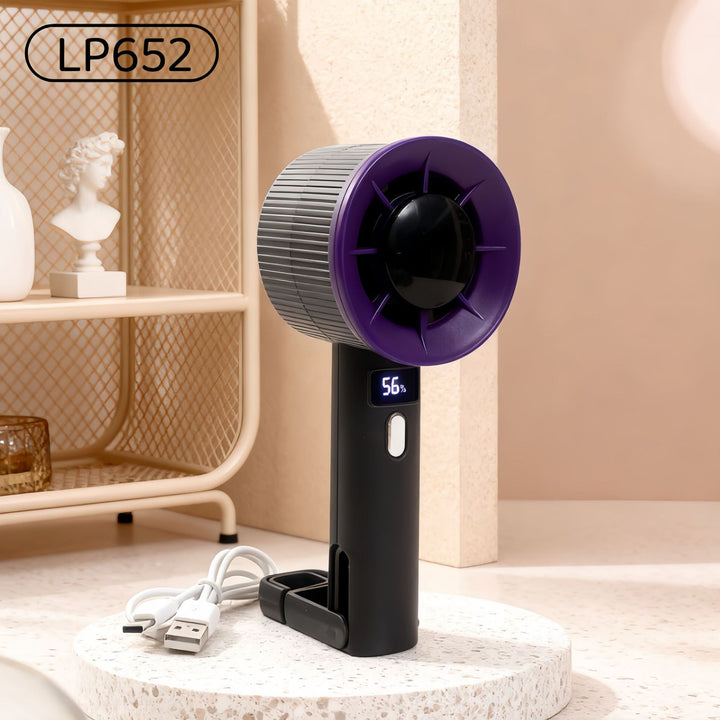 Ladies Portable Hand Fan with LCD Display and USB Charging Function Stornfield