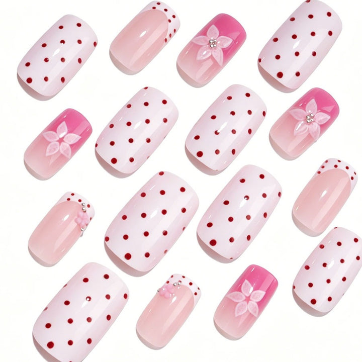 Acrylic nail set with romantic flower design Stornfield