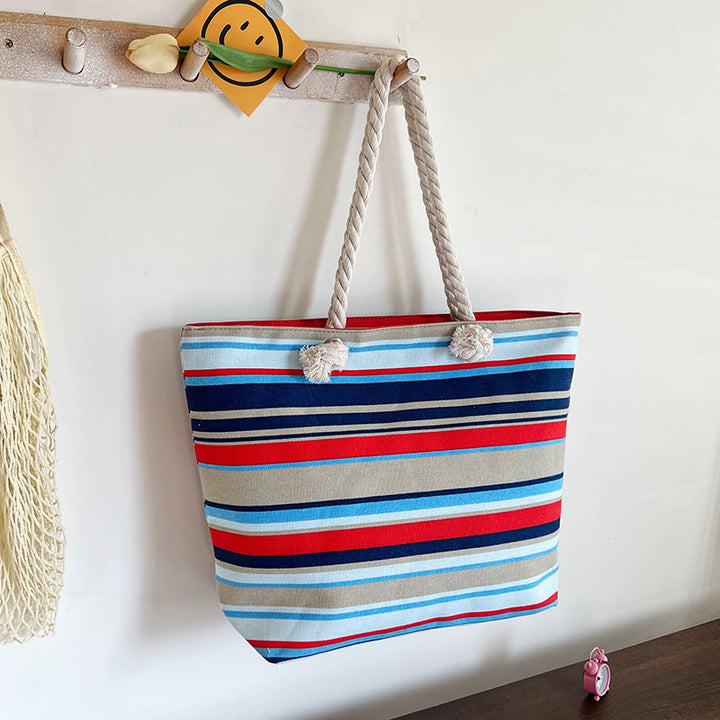 Striped Canvas Beach Tote