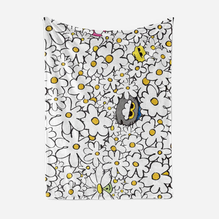 Artistic Cartoon Cat-Themed Fleece Throw Blanket