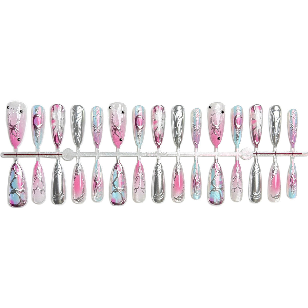 Metallic Artistic Press-On Nail Set