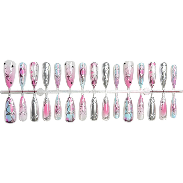 Metallic Artistic Press-On Nail Set