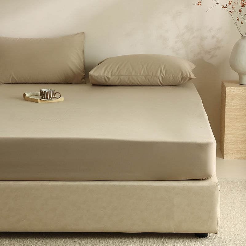 Extra deep fitted sheet with elastic all-around rubber and soft single jersey