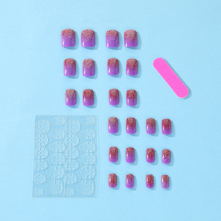 Glittering artificial nails with gradient Stornfield