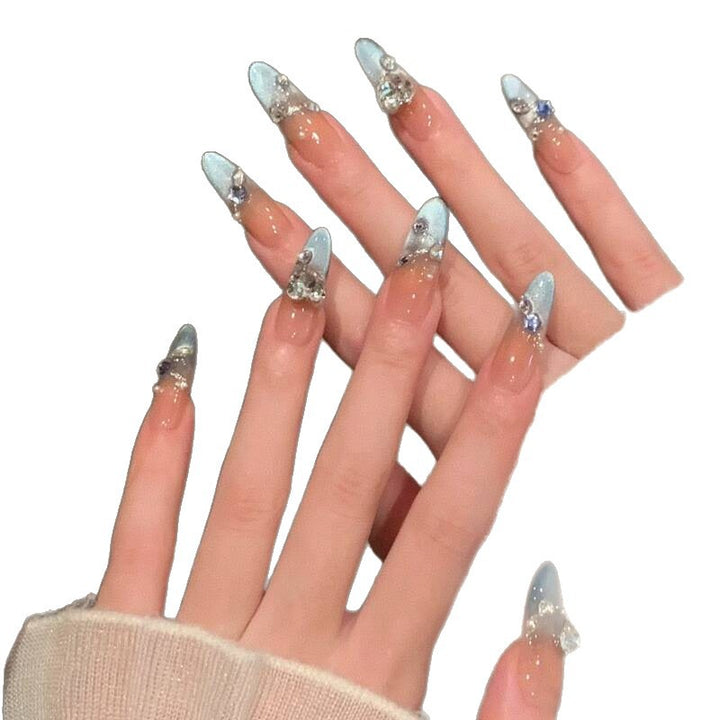 Artistic Crystal-Embellished Nail Extensions Stornfield