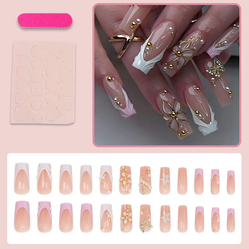 Elegant artificial nails with floral design Stornfield