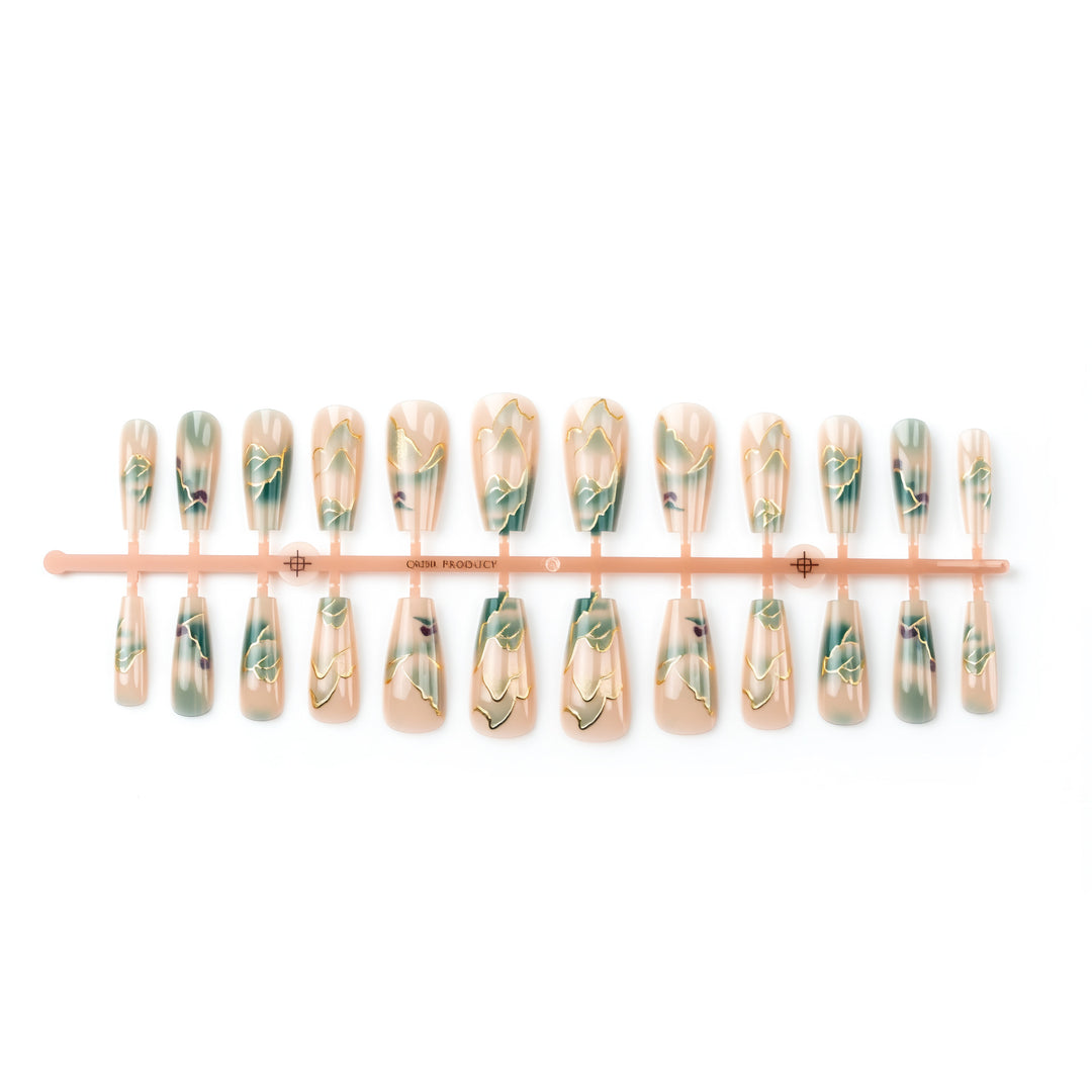Artistic Floral Press-On Nail Tips