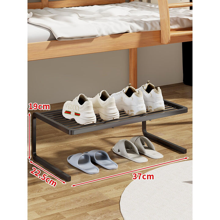 Compact Two-Level Slatted Under-Bed Shoe Organizer Rack