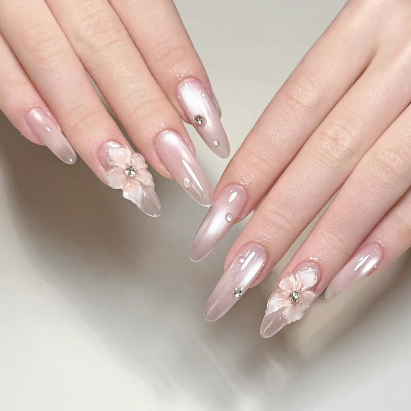 Decorative Press-On Nail Art with Bow and Gem Accents Stornfield
