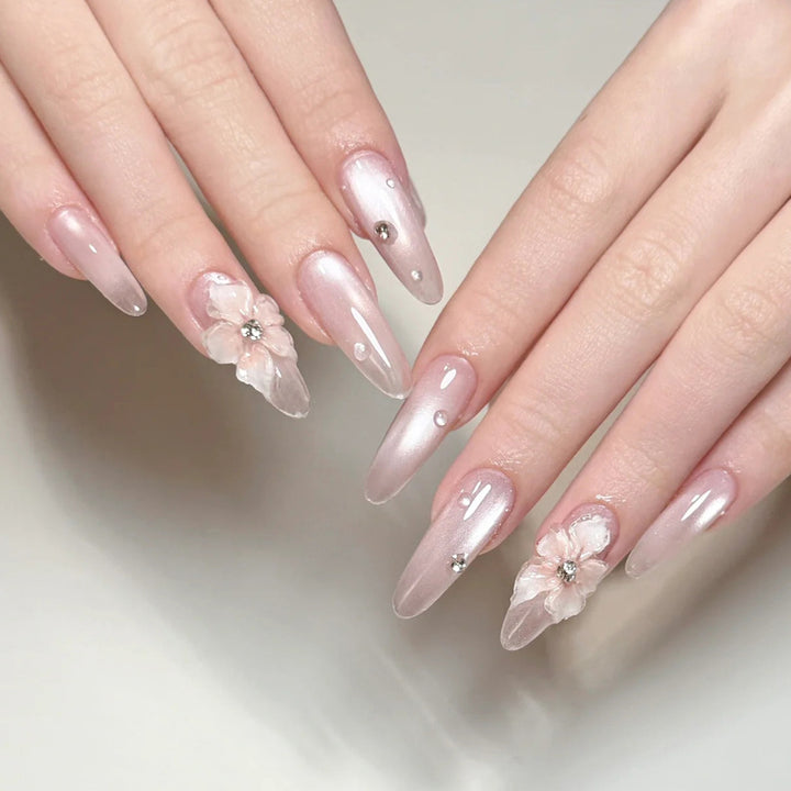 Decorative Press-On Nail Art with Bow and Gem Accents Stornfield